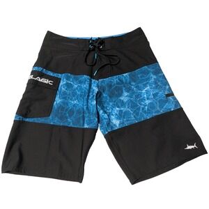 Pelagic Ridgemont Boardshorts Black Blue Print - Men Size 30x11 EUC